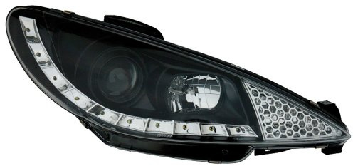 AutoStyle Satz Scheinwerfer TFL-Look passgenau | kompatibel mit Peugeot 206 1998-2002 exkl. GTi - Schwarz