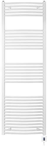 anapont elektrischer Badheizkörper - weiß - gebogen - Timer-Funktion - Handtuchheizkörper - Badheizung elektrisch - Handtuchheizung - Made in Germany (1775h x 750b)