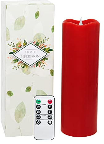 Remote Control 3D Moving Flame Led Candle with Timer, Battery Operated Candle for Home and Christmas Decoration, 3x9 Inch, Red