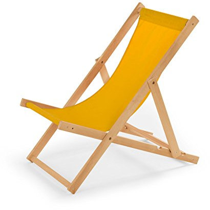 IMPWOOD Chaise longue de jardin en bois, fauteuil de relaxation, chaise de plage jaune