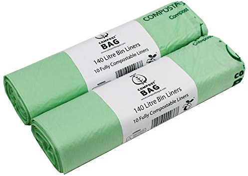 All-Green 140 Litre Compost Bag - EN13432-20 x 140L Compostable Wheelie Bin Liners - 20 Green Bags