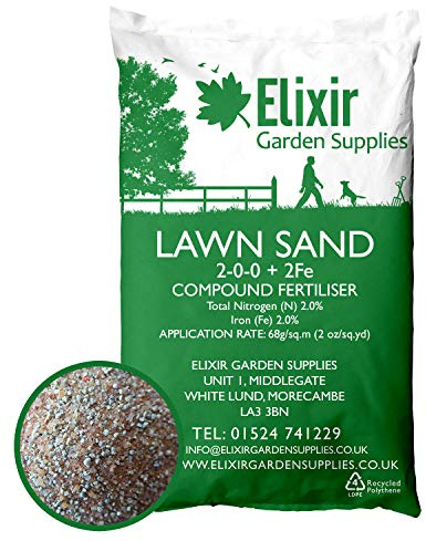 Elixir Gardens Lawn Sand | Professional Grass/Paddock Top Dressing + Nitrogen Feed | Turf & Lawn Green-Up | N.P.K 2-0-0+2 Fe | 2kg Bag | Treats over 29 sq.m