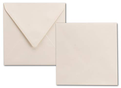 50x quadratische Briefumschläge naturweiß (creme) - 100 g/m² - 15 x 15 cm - Ideal für Grußkarten und Einladungs-Karten - Marke: NEUSER PAPIER