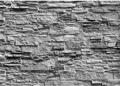 Runa Art Fototapeten 396 x 280 cm Steinwand 3D Effekt - Vlies Wanddekoration Wohnzimmer Schlafzimmer - Deutsche Manufaktur - Grau 9082012c