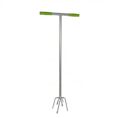 KINZO GARDEN Gartenkralle – Unkrautstecher Ergonomischer Griff – Unkraut Entferner Gerät Kultivieren - Gartengeräte für Unkraut – 96 x 38 cm – Gartenwerkzeug Robuster Stahl – Grün/Silber