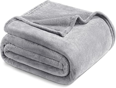 Exclusivo Mezcla Kuscheldecke Fleecedecke 150 x 200 cm Decke Sofadecke | für Bett und Couch, Superweich, Warm, Wohndecke, Bettüberwurf, Ganzjahreszeit, Plüsch, Leicht, Hellgrau