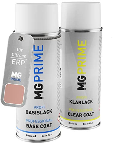 MG PRIME Vernice per auto Kit di bombolette a spruzzo per Citroen ERP Copper Gold Metallic/Kupfer-Gold Metallic Bomboletta spray da 400ml di vernice di base vernice trasparente