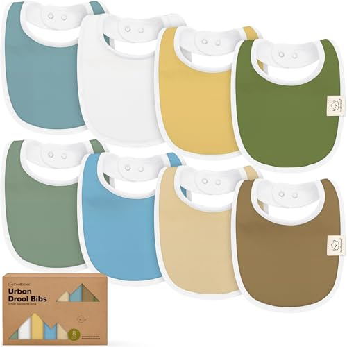 8-Pack Bio Lätzchen Baby für Jungen, Mädchen - Weiche Baumwolle zum Sabbern und Zahnen Sabberlätzchen, Saugfähig, Leicht Zu Reinigen und Anzulegen Baby Bibs für Kleinkind, 0-24 Monate (Daybreak)