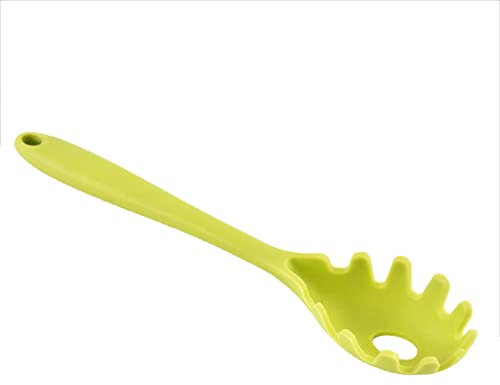 Easnea Forchetta per pasta in silicone, pinze per spaghetti, cucchiaio per tagliatelle, ecologico e senza BPA, verde 1, 28,5 x 5,5 x 3,5 cm