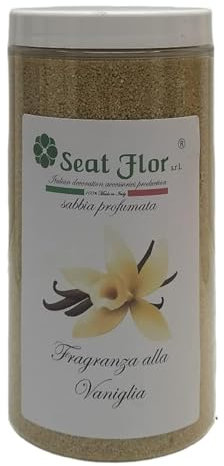 Seat Flor SRL® Sable coloré, Sable parfumé, Sable parfumé pour cendriers et décorations, 6 fragrances (barattolo da 750 GR.) (Vaniglia)