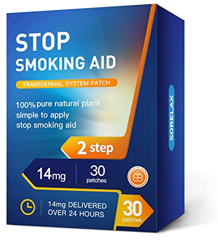 Sorelax Quit Smoking Patches, Step 2 to Help Quit Smoking, 14 mg, Delivered Over 24 Hours Transdermal System to Stop Smoking Aids that Work, 30 Patches, One Month Supply
