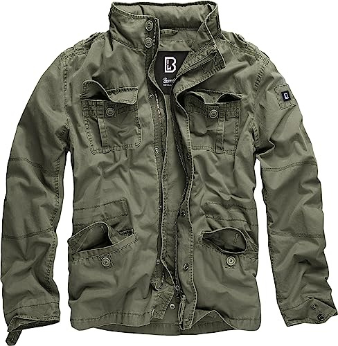 Brandit Individual WEAR Men's Stylish Weatherproof Active Everyday Outdoor Field Jacket with Stand-up Collar & Concealed Hood, Olive, 3X-Large