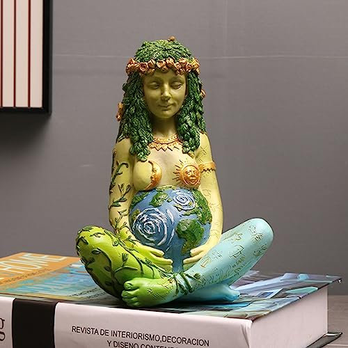 Tuzsocr 17,8 cm Mutter Erde Statue,Millennial Gaia Göttin Statue,Kunstharz Kunststatue,Handbemalte Heilfigur,aus Feinstem Harz Gegossen,Wunderschön Geformtes Design,für Zuhause,Kunstraum,Garten,Freien