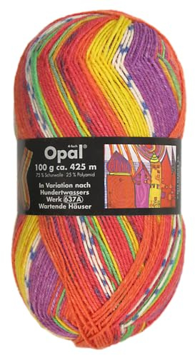 Frida's Wollhaus Opal 100 g Hundertwasser Sockenwolle 4-fach Strümpfe Socken Stricken 24 Farben (1434 | Wartende Häuser)