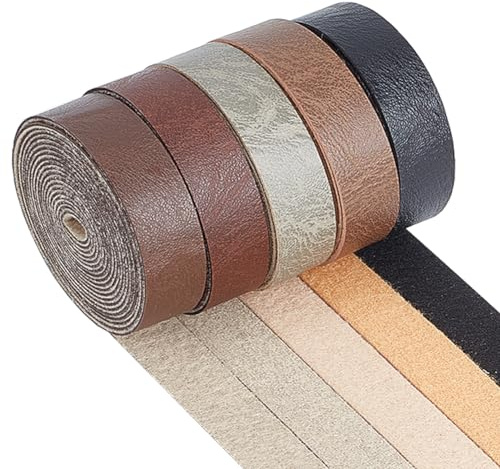 GORGECRAFT 10m 5 Colori Striscia di Pelle Granata di Bufalo Cordoncino Largo Rotolo di Pelle su Un Lato Cordino In Pelle Sintetica Opaca Spessa per Collane Braccialetti Gioielli Lacci per Stivali