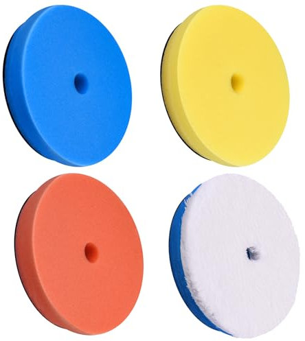 SIQUK 4 Pezzi Tampone per Lucidatura 125mm, Kit Lucidatura Auto Pad Tamponi Lucidatura Auto Spugna Lucidatura per Auto Lucidatore
