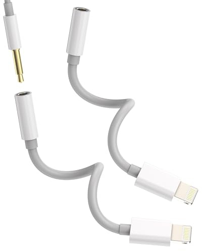 Adaptateur Lightning vers Jack 3,5 mm (Pack de 2) Casque Microphone Dongle Câble AUX Voiture pour Apple pour iPhone 14 13 12 11 Pro Max pour iPad Mini Écouteurs Aux Connecteur Audio Accessoires Casque