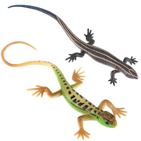 2 Piezas Lagarto Juguetes para Niños, Lagartijas Falsas Realistas Modelo | Coloridos de Lagarto Simulado para la colección de regalos de Halloween para niños