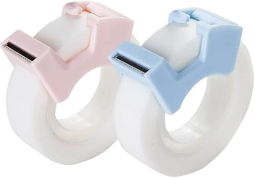 2 Pcs Cute Multifunctional Invisable Tape Set with Refillable Tape Dispenser Writable Tape Office School Stationery Supplies Refill Rolls Holder Core Desktop Office Tape Dispensers 2 Inch