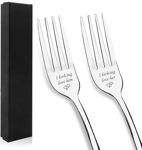 Gifts for Him Stainless Steel Forks Pack of 2 Set Couple Gifts Dinner Forks Gifts for Girlfriend Boyfriend Gifts Gifts for Him and Her Birthday Wedding Gifts Boyfriend Christmas Gifts