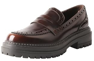 Frauen Schuhe Plattform Loafers Slip On Komfort Casual Mode Business Arbeitsschuhe(Braun,41)