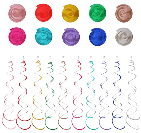 Torytoe 60 Pcs Remolinos Colgantes Color Mixto Colgante Espiral Remolino Colgante Plástico serpentinas fiesta cumpleaños Deco de Techo en Guirnaldas Serpentinas para Aniversario Boda Navidad Día Serpe