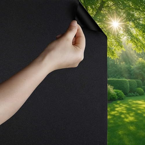 Homewell Verdunkelungsfolie 60x200cm – 100% Blackout Fensterfolie – Sichtschutz & Hitzeschutz – Isolierend, Statisch Haftend & Wiederverwendbar – Schwarz