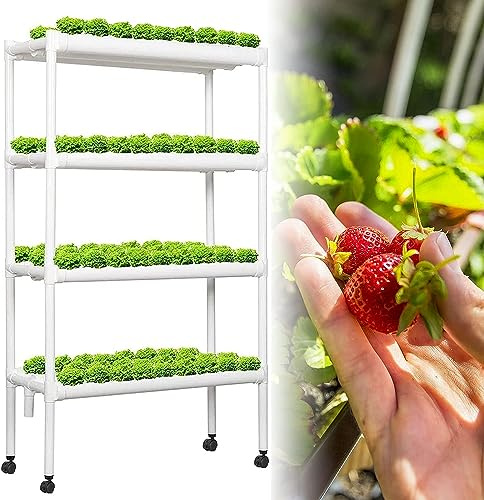 Sistema di Coltivazione idroponica, Kit di Coltivazione idroponica a 4 Strati per 108 Piante, Kit per la Coltivazione Indoor in casa con Pompa dell'Acqua, Timer per Pompa e Piede a puleggia,