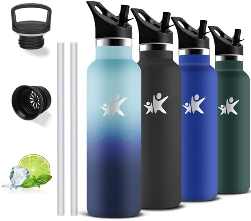 Borraccia Termica, Borraccia 750 ml, Senza BPA, Borracie con Cannuccia, Senza Perdite, Borracce Termiche, Isolato Sottovuoto, Bottiglia Termica per Campeggio, Viaggio, Palestra, Sport, Palestra