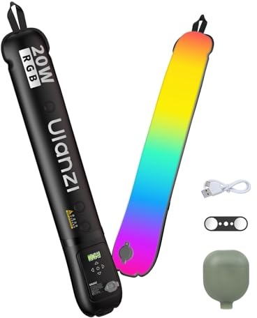 ULANZI UA20C Luz Inflable RGB de 20W, Tubo de Luz LED de Aire Portátil, Luz de Vídeo Magnética Regulable 10000K con CRI95+, 12 Modos de Escena, Iluminación Fotográfica Recargable Type-C 2500mAh