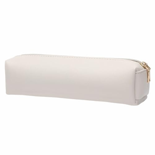 Bärbart pennfodral modernt PU-läder pennfodral skolmaterial förvaringsväska för kontorsmaterial, sminkborste, pensel, BEIgE, 20.5 x 6 x 6cm, Modern