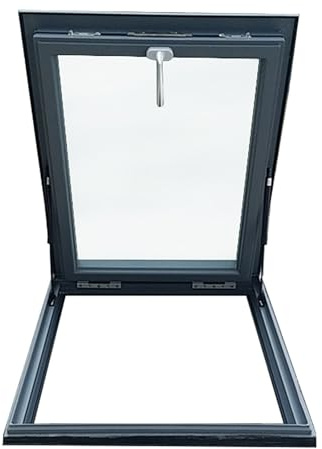Toit Fenêtre De Toit Skylight Fenêtre Avec Double-couche De Verre Trempé,Porte De Puits De Lumière De Sous-sol,Fenêtre Puits Pour Grenier,Éclairage Toit Incliné Et Plat(LxW 55x55cm/21.7x21.7in)