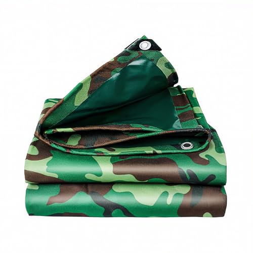 420g/m² Waterproof Tarpaulin Camouflage Tarps Sheet Heavy Duty Caravan Camo Cover With Grommets 2.5m 3.5m 4.0m 5m 5.5m 6m 6.5m Rainproof Tarp for Outdoor Furniture Camping(4x6m)