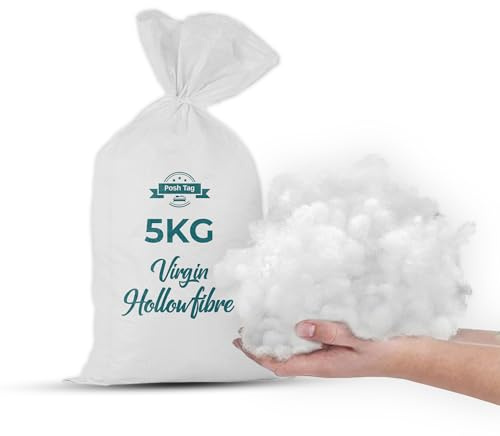 Posh Tag Hollow Fiber Stuffing 5KG – 100% Virgin Polyester Toy Stuffing for Crafts, Crochet & Knitted Toys | Fluffy Hypoallergenic Cushion Filler, Pillow Stuffing, Teddy Bear Filling