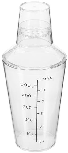 ULTECHNOVO Coctelera de Plástico Transparente 530ml Escala, Agitador de Mano Portátil para Preparar Té Leche y Cócteles, Vaso Mezclador Versátil para Bar y Hogar