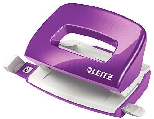 Leitz WOW Mini Hålslag, 10 ark, styrskena med formatmarkeringar, metall, lila, 50601062