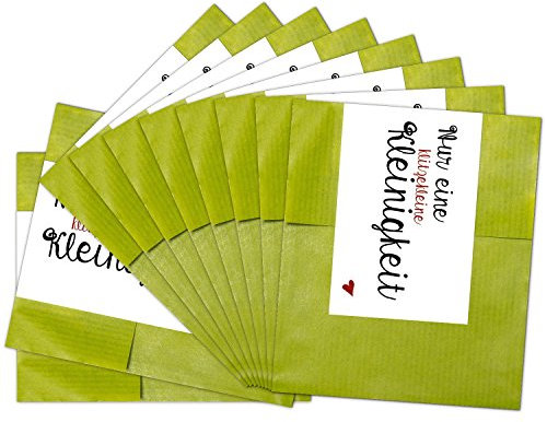 Logbuch-Verlag 25 kleine Papiertüten mit Aufkleber grün weiß NUR EINE KLEINIGKEIT - mini Geschenktüten Verpackung Geschenke 9,5 x 14 cm