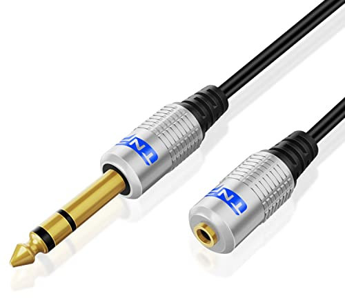 TNP 6,3 mm auf 3,5 mm Klinke Verlängerung Kabel, Aux Verlängerungskabel - 5m, für Kopfhörer Ampflifier Laptop, Stereo Audio Jack Klinkenkabel, 6,3 mm Klinkenstecker auf 3,5 mm Klinkenbuchse, schwarz