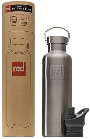 Red Original Leak-Proof Double Wall Insulated Marine-Grade Stainless Steel Hot Cold Water Bottle Thermos - 750ml - Metallic Silver