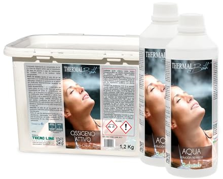 Thermal Bath SET Ossigeno Attivo past 20gr, 1,2Kg + 2pz Aqua Balsamic 1Lt | Ossigeno Attivo Pastiglie 20gr e Acqua Termale con Sali Minerali al Profumo Mentolato, Ideale per Piscina e Spa Idromassaggio