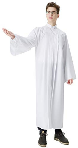 IvyRobes Robe de Clergé Mat Choir Robes Robe de Confirmation pour Baptêmes à Manches Ouvertes Unisex Adultes Blanc