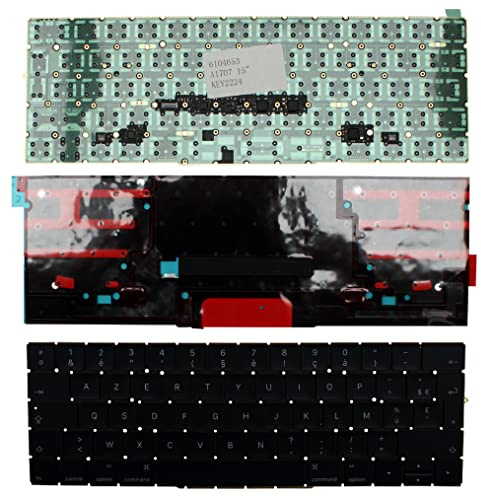 Power4Laptops Francese Retroilluminato Nero Tastiera Sostitutiva per Portatili Compatibile con Apple MacBook PRO 15 inch Touch Mid 2017