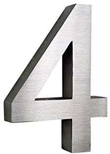 4 Hausnummer Edelstahl 3D Arial rostfrei witterungsbeständig 0 1 2 3 4 5 6 7 8 9 a b c d erhältlich (4 (20cm hoch))