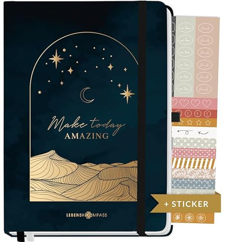 LEBENSKOMPASS Bullet Journal Notizbuch Tagebuch A5 PRO ”MAGICAL” - Notizbuch A5 Gepunkted 5 mm, extra-dickes Papier 120 g/m² FSC® - Journal Buch & Dotted Notebook A5