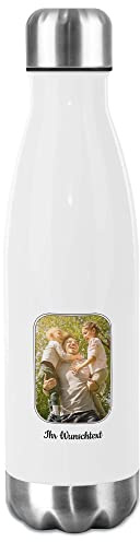 Print Royal Trinkflasche Edelstahl selbst gestalten mit Foto im Rahmen & Text - Thermosflasche, Wasserflasche BPA-frei, Camping, Schule, Sport I Personalisiertes Geschenk, Schwarzer Rahmen 4, 500 ml