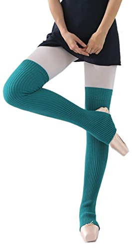 Damen Lange Beinwärmer,75cm Warme Overknees Kniestrümpfe Mädchen Stulpen Knöchelwärmer,Winter Stricken Beinstulpen Leg Warmers Socken Strümpfe Winterwärmer Strumpf für Ballett Fitness Yoga,Pfauengrün