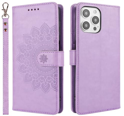ELTEKER Cover per iPhone 14 Pro Max, Custodia a Libro in Pelle per iPhone 14 Pro Max con Porta Carte Portafoglio, [Protezione Completa] [Slot per schede] [Supporto Pieghevole]-viola