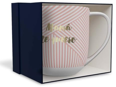 DRAEGER PARIS 1886 - Taza Cerámica 320ml con Mensaje en Oro - Diseño Chic en Azul o Rosa - Apta para Lavavajillas - Regalo Elegante en Caja Decorativa
