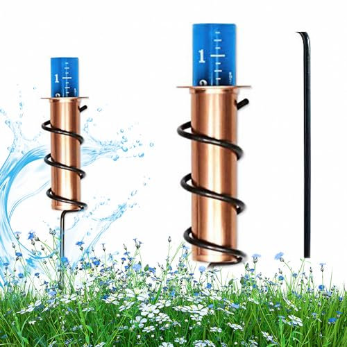 Wokyo Genauer Regenmesser für den Außenbereich, Kupfer-Regenmesser messen Monitor, Niederschlag Regenmesser (Regenmesser mit Stick)