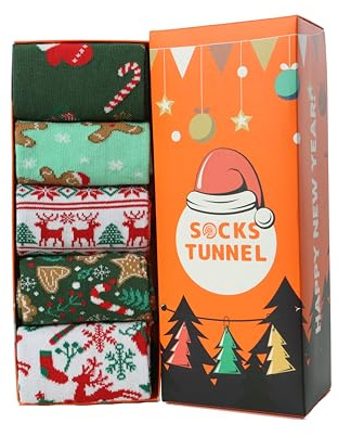Strumpor tunnel nyår julgran mönstrade färgglada strumpor med motiv, Mångfärgad, 36-43 EU